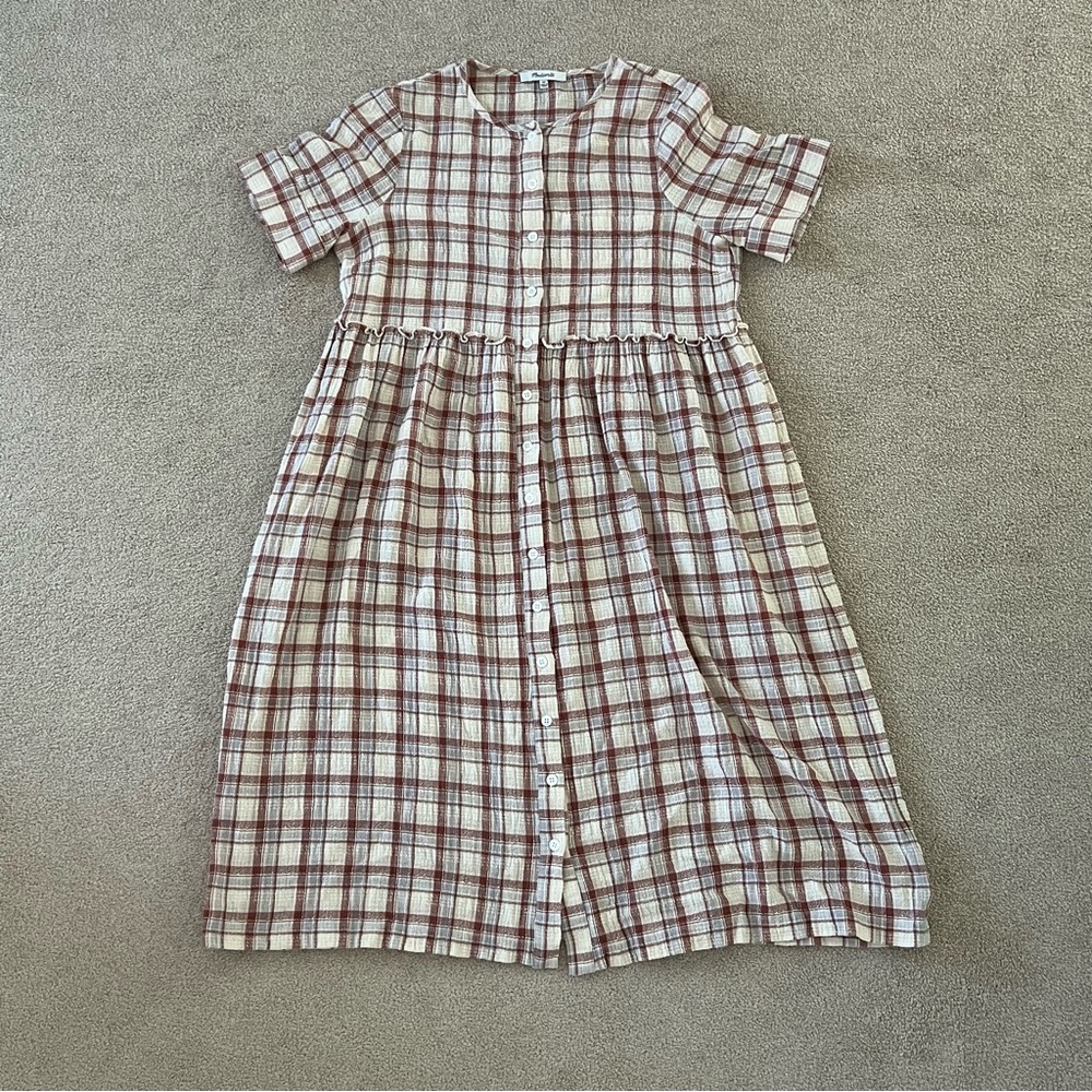 pink plaid madewell midi dress